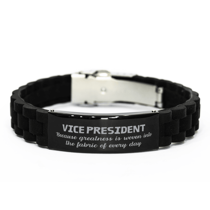 Sarcastic Vice President Black Glidelock Clasp Bracelet Gifts, Christmas Holiday Gifts for Vice President Birthday, Vice President: Because greatness is woven into the fabric of every day, Coworkers, Friends - Mallard Moon Gift Shop