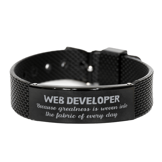 Sarcastic Web Developer Black Shark Mesh Bracelet Gifts, Christmas Holiday Gifts for Web Developer Birthday, Web Developer: Because greatness is woven into the fabric of every day, Coworkers, Friends - Mallard Moon Gift Shop