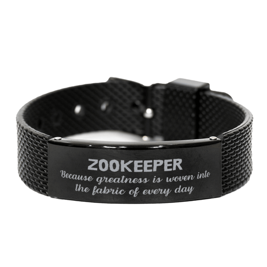 Sarcastic Zookeeper Black Shark Mesh Bracelet Gifts, Christmas Holiday Gifts for Zookeeper Birthday, Zookeeper: Because greatness is woven into the fabric of every day, Coworkers, Friends - Mallard Moon Gift Shop