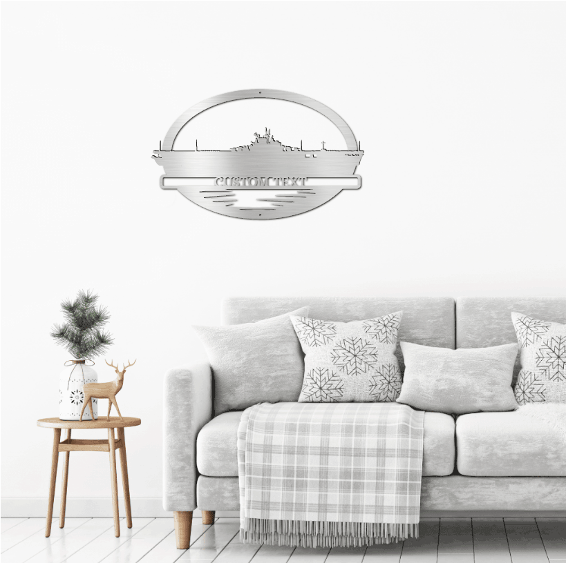 Navy Battleship USS Wasp Silhouette Custom Metal Art Wall Sign - Mallard Moon Gift Shop