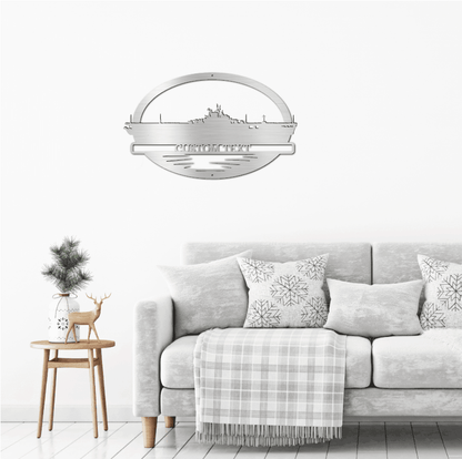 Navy Battleship USS Wasp Silhouette Custom Metal Art Wall Sign - Mallard Moon Gift Shop