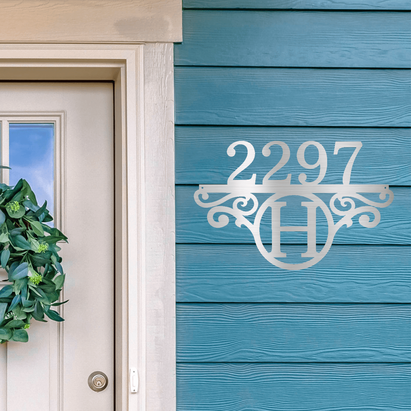 Initial Address Monogram Personalized Indoor Outdoor Steel Wall Sign Art - Mallard Moon Gift Shop