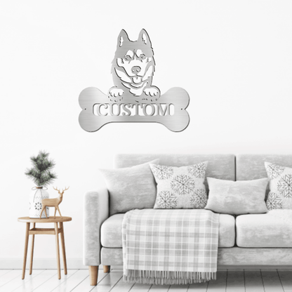 Siberian Husky Dog Custom Name Metal Art Wall Sign - Mallard Moon Gift Shop