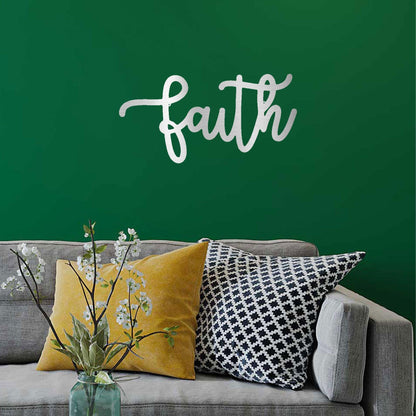 Faith Script Indoor Outdoor Steel Wall Sign - Mallard Moon Gift Shop