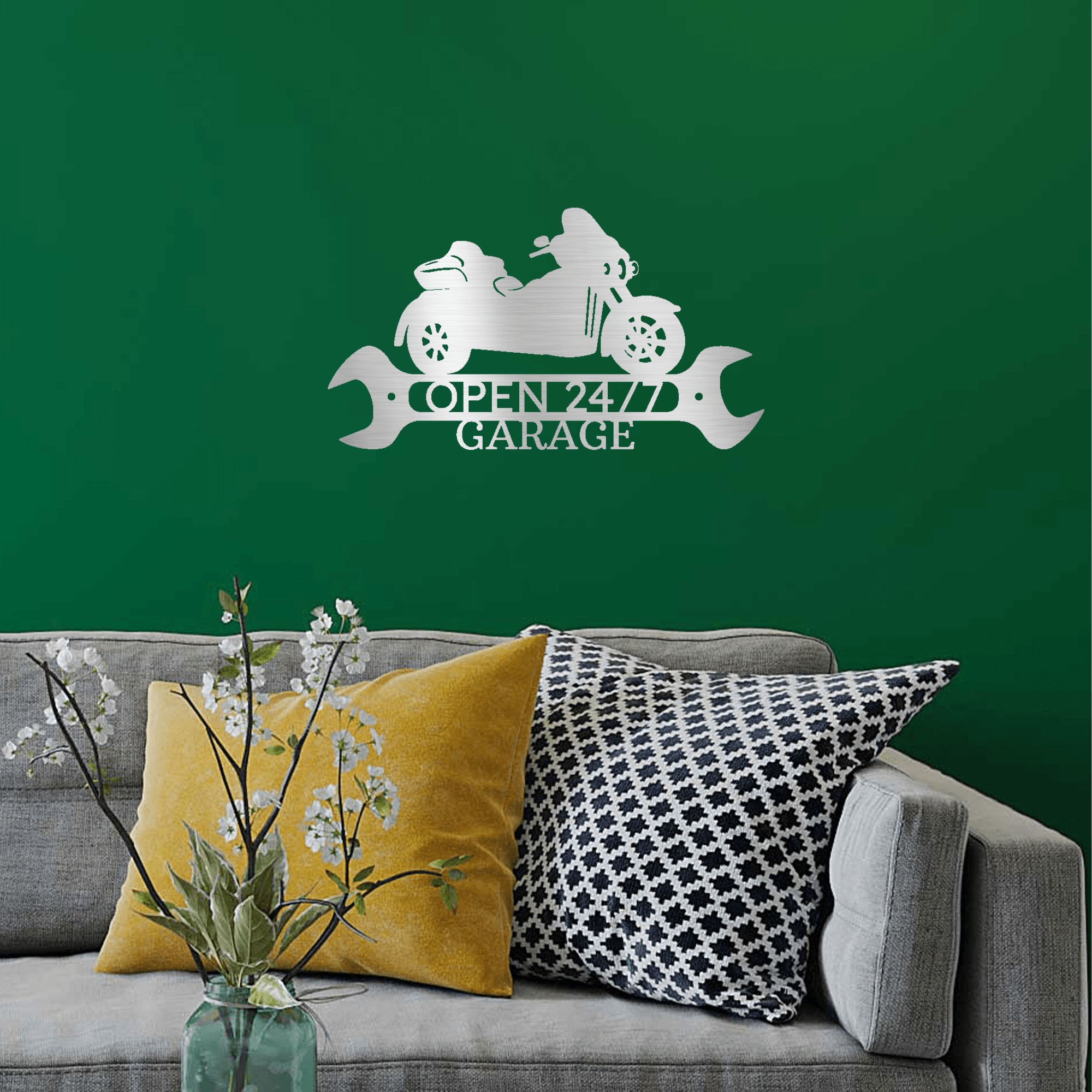 Trike Motorcycle Shop Custom Monogram Metal Art Wall Sign - Mallard Moon Gift Shop