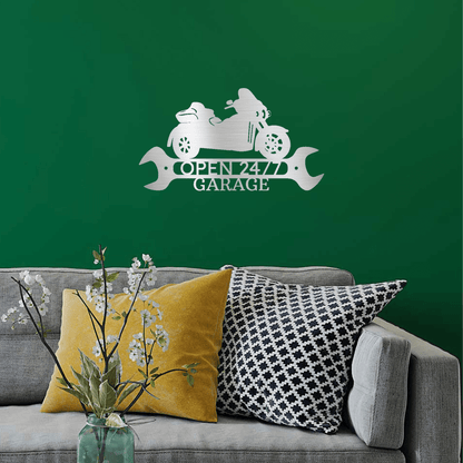 Trike Motorcycle Shop Custom Monogram Metal Art Wall Sign - Mallard Moon Gift Shop