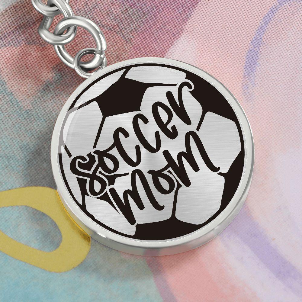 Soccer Mom Circle Engraved Keychain - Mallard Moon Gift Shop