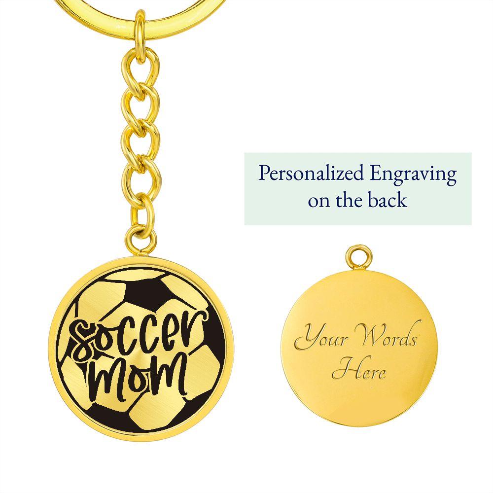 Soccer Mom Circle Engraved Keychain - Mallard Moon Gift Shop