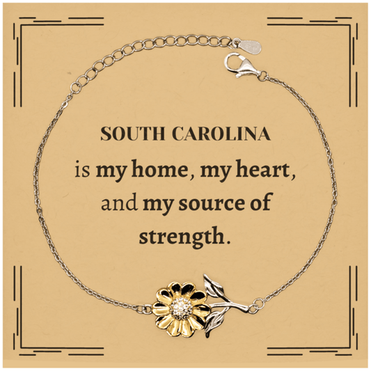 South Carolina is my home Gifts, Lovely South Carolina Birthday Christmas Sunflower Bracelet For People from South Carolina, Men, Women, Friends - Mallard Moon Gift Shop
