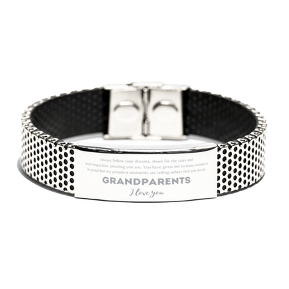 Stainless Steel Bracelet for Grandparents Present, Grandparents Always follow your dreams, never forget how amazing you are, Grandparents Birthday Christmas Gifts Jewelry for Girls Boys Teen Men Women - Mallard Moon Gift Shop