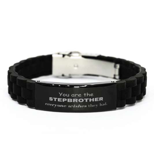 Stepbrother Black Glidelock Clasp Bracelet, Everyone wishes they had, Inspirational Bracelet For Stepbrother, Stepbrother Gifts, Birthday Christmas Unique Gifts For Stepbrother - Mallard Moon Gift Shop