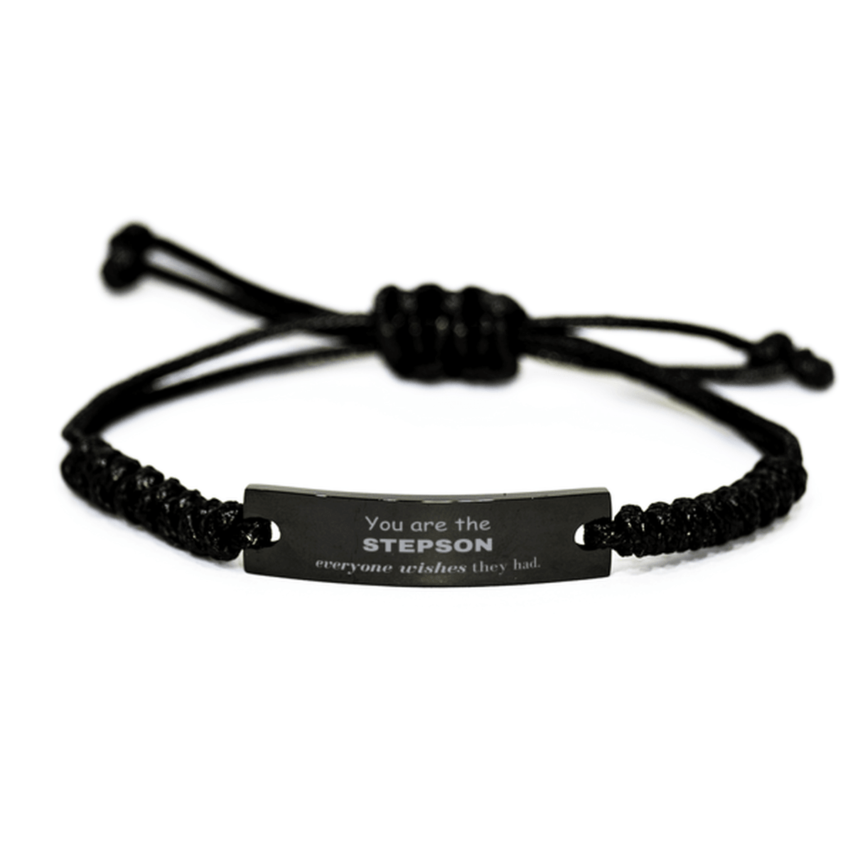 Stepson Black Rope Bracelet, Everyone wishes they had, Inspirational Bracelet For Stepson, Stepson Gifts, Birthday Christmas Unique Gifts For Stepson - Mallard Moon Gift Shop