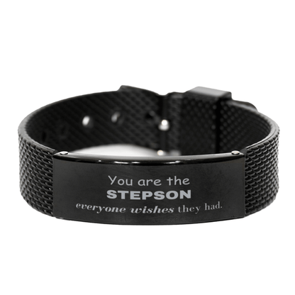 Stepson Black Shark Mesh Bracelet, Everyone wishes they had, Inspirational Bracelet For Stepson, Stepson Gifts, Birthday Christmas Unique Gifts For Stepson - Mallard Moon Gift Shop