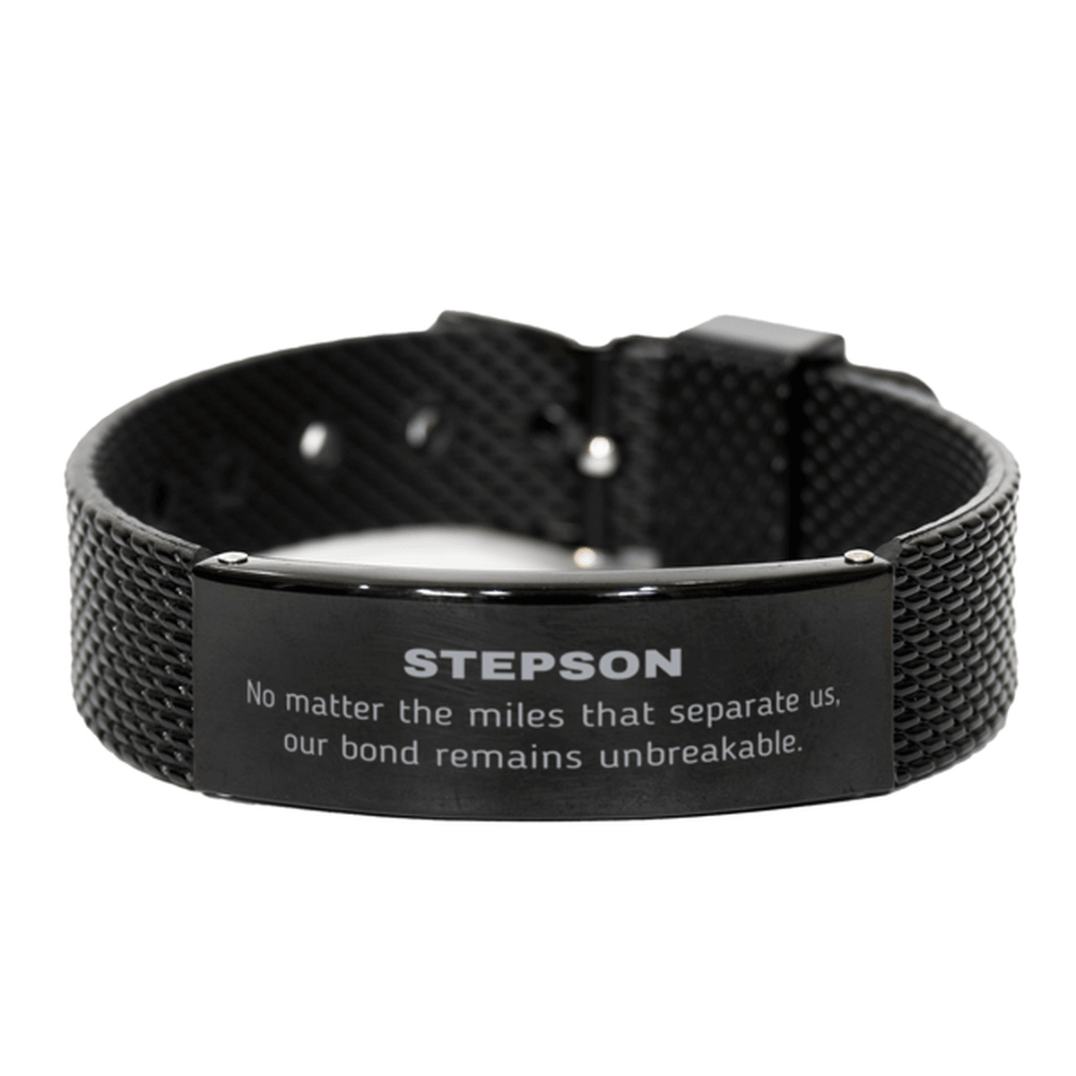 Stepson Long Distance Relationship Gifts, No matter the miles that separate us, Cute Love Black Shark Mesh Bracelet For Stepson, Birthday Christmas Unique Gifts For Stepson - Mallard Moon Gift Shop