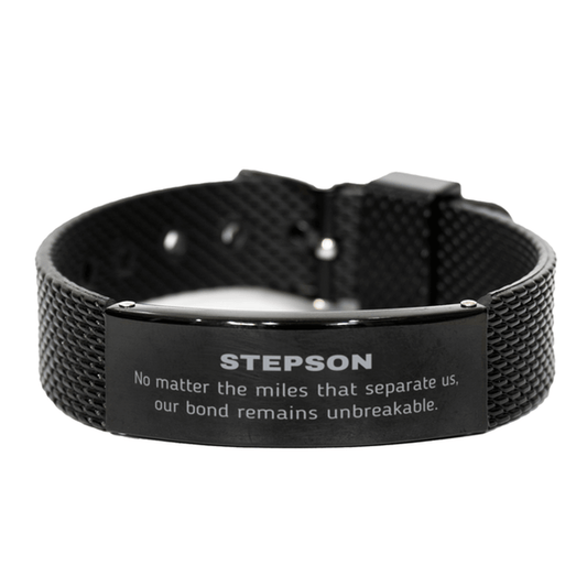 Stepson Long Distance Relationship Gifts, No matter the miles that separate us, Cute Love Black Shark Mesh Bracelet For Stepson, Birthday Christmas Unique Gifts For Stepson - Mallard Moon Gift Shop