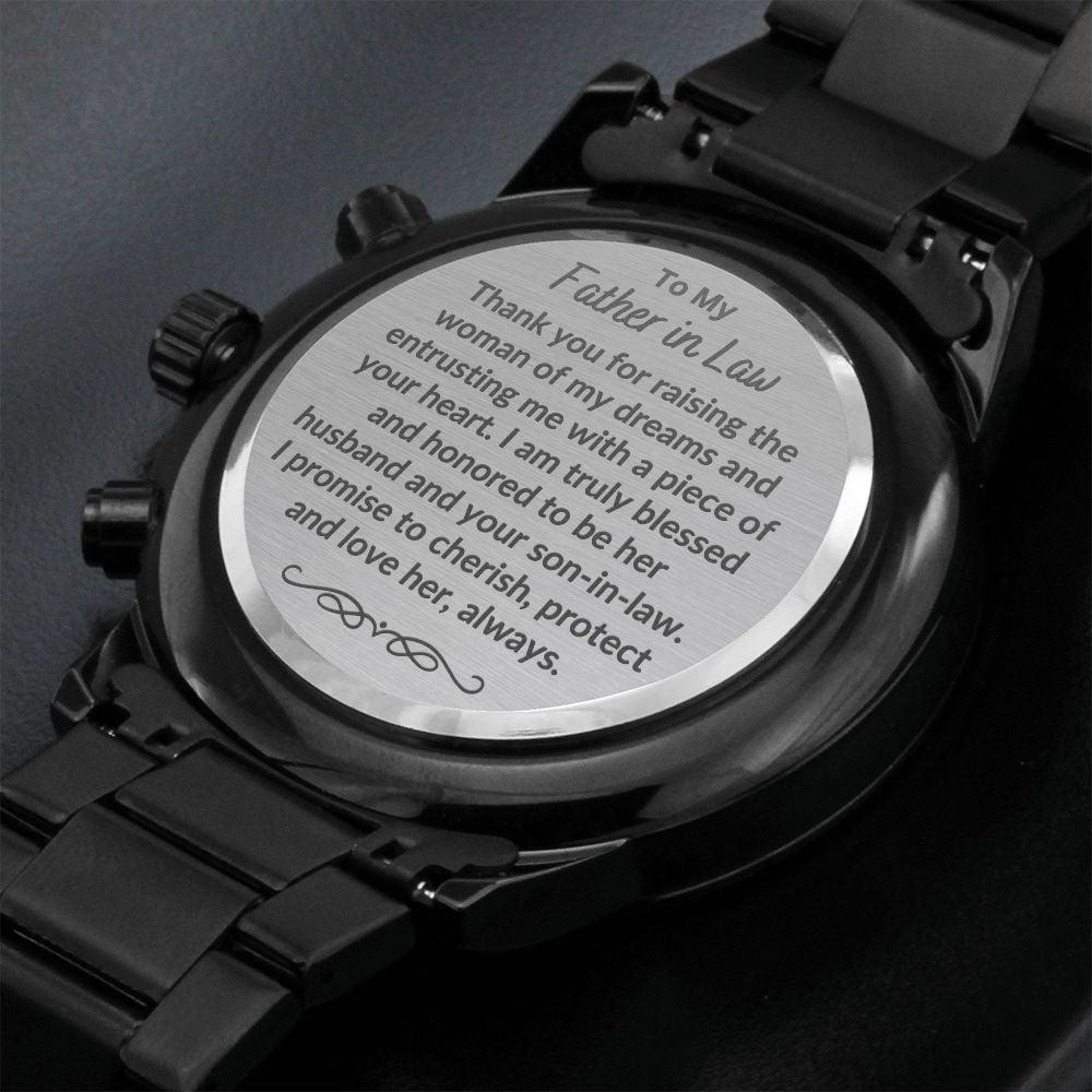 To My Father in Law from Son in Law Engraved Wrist Watch - Mallard Moon Gift Shop