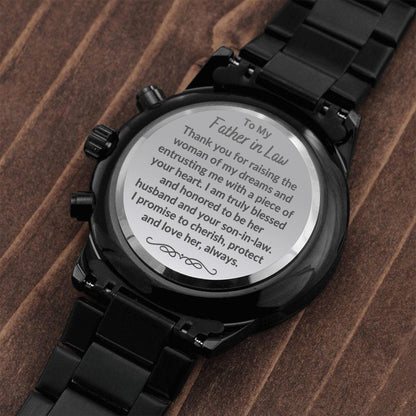To My Father in Law from Son in Law Engraved Wrist Watch - Mallard Moon Gift Shop