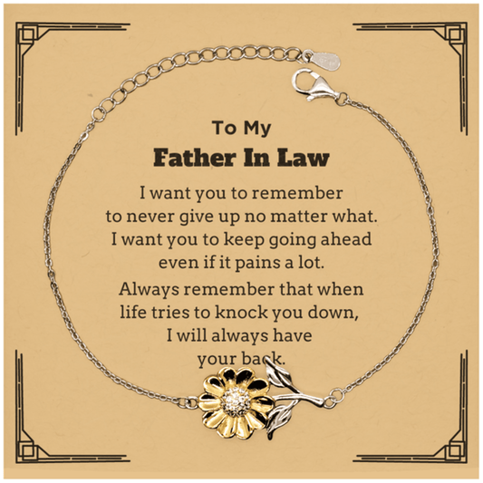 To My Father In Law Gifts, Never give up no matter what, Inspirational Father In Law Sunflower Bracelet, Encouragement Birthday Christmas Unique Gifts For Father In Law - Mallard Moon Gift Shop