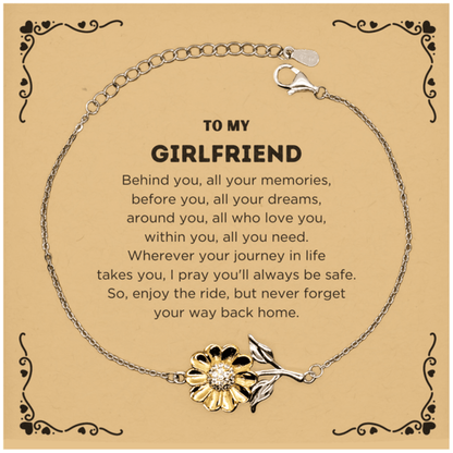 To My Girlfriend Gifts, Inspirational Girlfriend Sunflower Bracelet, Sentimental Birthday Christmas Unique Gifts For Girlfriend Behind you, all your memories, before you, all your dreams, around you, all who love you, within you, all you need - Mallard Moon Gift Shop
