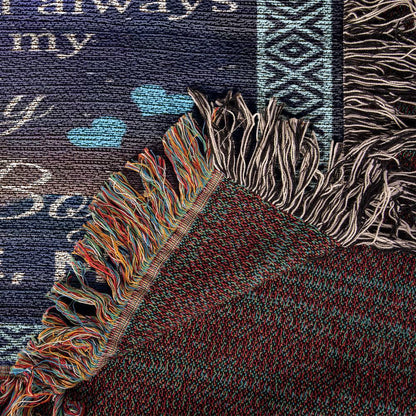 To My Son - You Will Always Be My Baby Boy Wolf and Cub Heirloom Woven Blanket - Mallard Moon Gift Shop