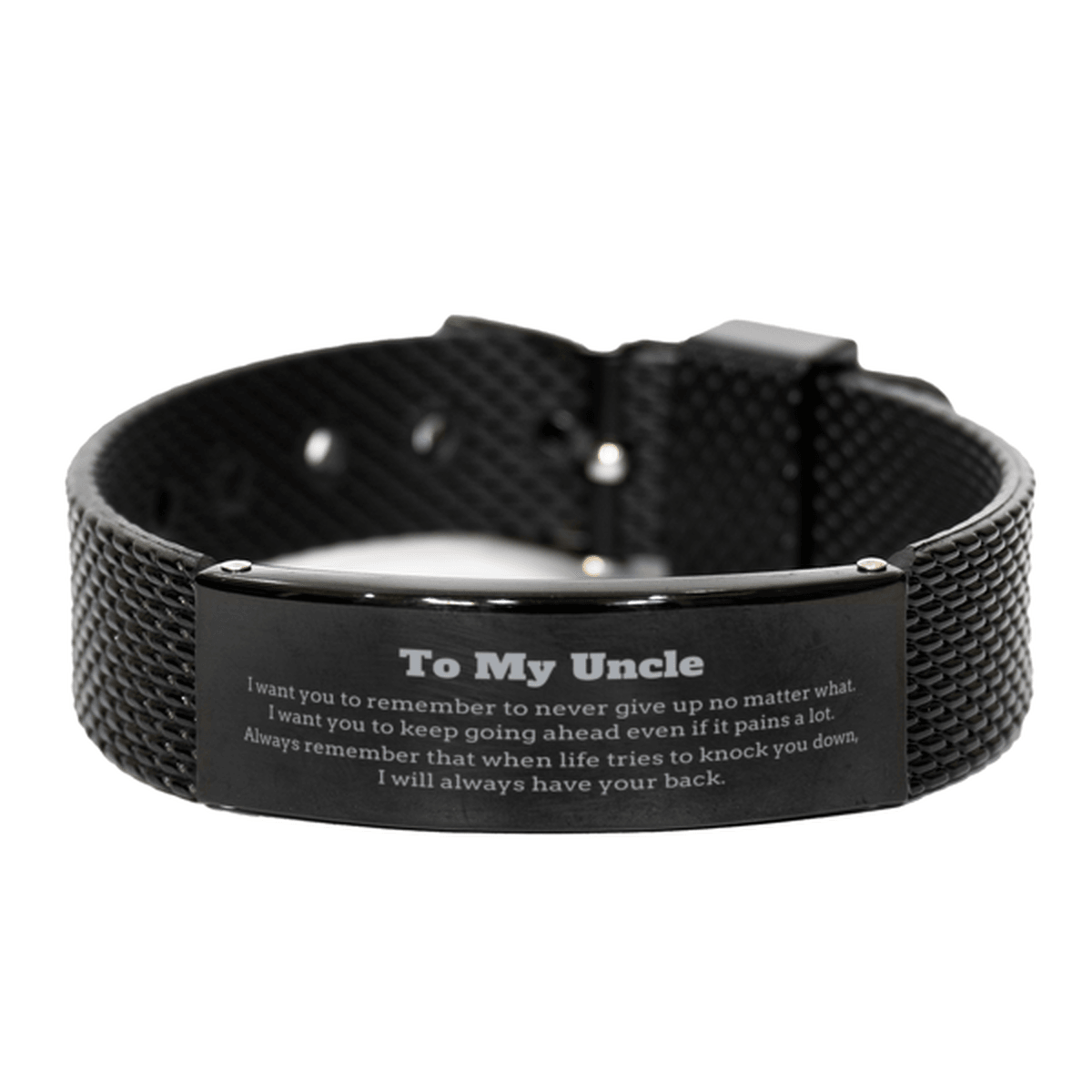 To My Uncle Gifts, Never give up no matter what, Inspirational Uncle Black Shark Mesh Bracelet, Encouragement Birthday Christmas Unique Gifts For Uncle - Mallard Moon Gift Shop
