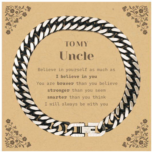 Uncle Cuban Link Chain Bracelet Gifts, To My Uncle You are braver than you believe, stronger than you seem, Inspirational Gifts For Uncle Card, Birthday, Christmas Gifts For Uncle Men Women - Mallard Moon Gift Shop
