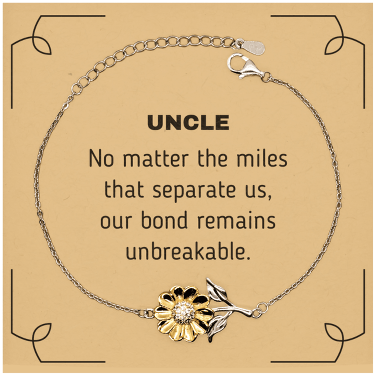 Uncle Long Distance Relationship Gifts, No matter the miles that separate us, Cute Love Sunflower Bracelet For Uncle, Birthday Christmas Unique Gifts For Uncle - Mallard Moon Gift Shop