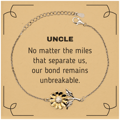 Uncle Long Distance Relationship Gifts, No matter the miles that separate us, Cute Love Sunflower Bracelet For Uncle, Birthday Christmas Unique Gifts For Uncle - Mallard Moon Gift Shop