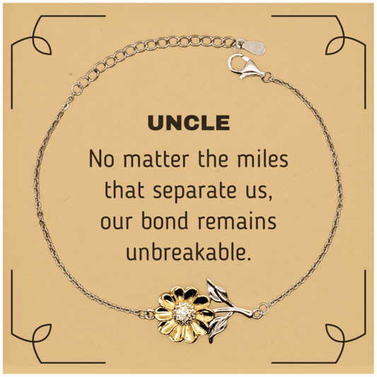 Uncle Long Distance Relationship Gifts, No matter the miles that separate us, Cute Love Sunflower Bracelet For Uncle, Birthday Christmas Unique Gifts For Uncle - Mallard Moon Gift Shop