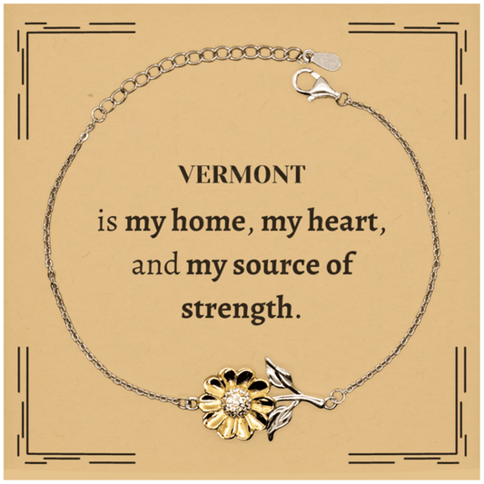 Vermont is my home Gifts, Lovely Vermont Birthday Christmas Sunflower Bracelet For People from Vermont, Men, Women, Friends - Mallard Moon Gift Shop
