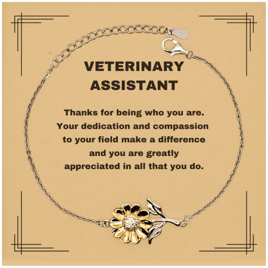 Veterinary AssistantSunflower Bracelet - Thanks for being who you are - Birthday Christmas Jewelry Gifts Coworkers Colleague Boss - Mallard Moon Gift Shop