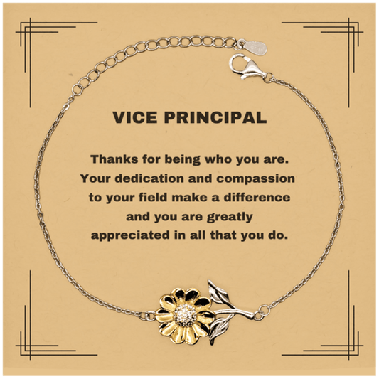 Vice PrincipalSunflower Bracelet - Thanks for being who you are - Birthday Christmas Jewelry Gifts Coworkers Colleague Boss - Mallard Moon Gift Shop