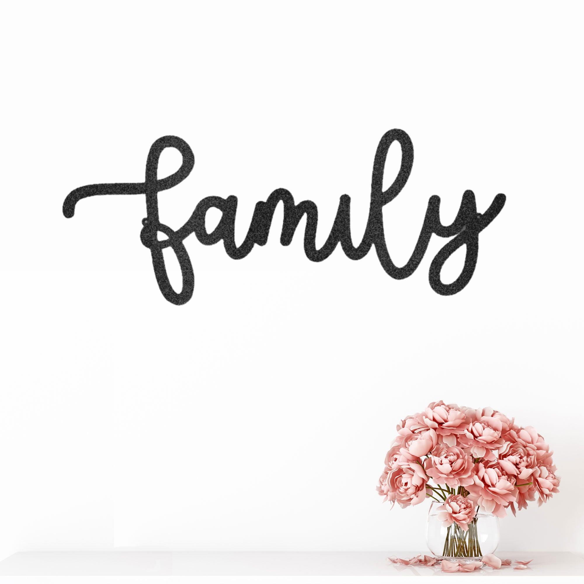 Family Script Indoor Outdoor Metal Wall Art - Mallard Moon Gift Shop