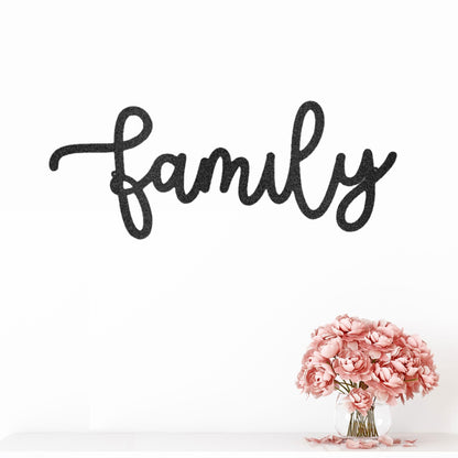 Family Script Indoor Outdoor Metal Wall Art - Mallard Moon Gift Shop