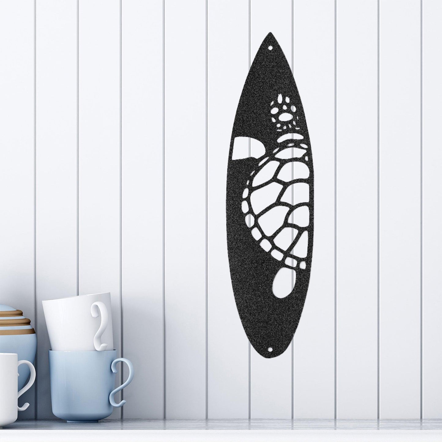 Surfboard Sea Turtle Indoor Outdoor Steel Wall Sign - Mallard Moon Gift Shop