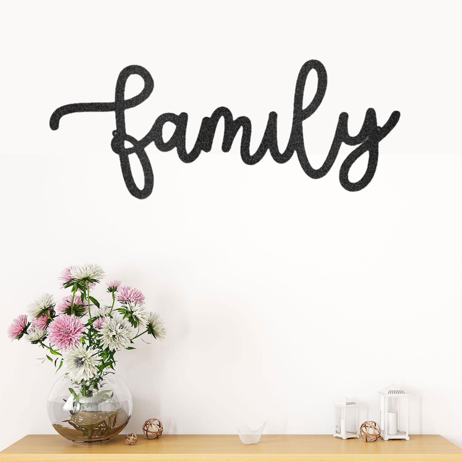 Family Script Indoor Outdoor Metal Wall Art - Mallard Moon Gift Shop