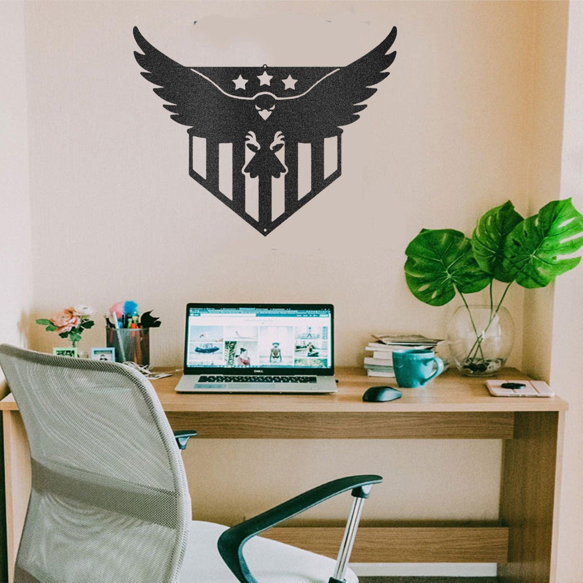 Swooping Eagle Patriotic Indoor Outdoor Steel Wall Sign - Mallard Moon Gift Shop