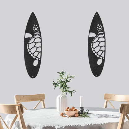 Surfboard Sea Turtle Indoor Outdoor Steel Wall Sign - Mallard Moon Gift Shop