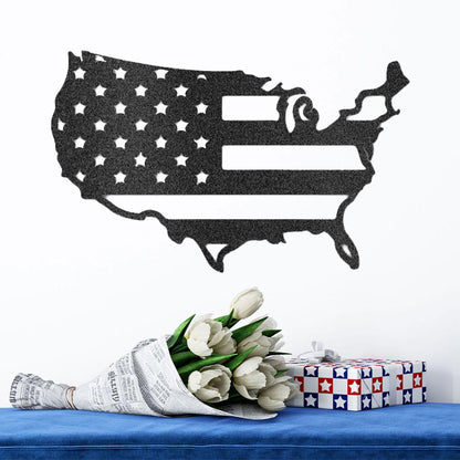 USA Flag Indoor Outdoor Steel Wall Sign Art - Mallard Moon Gift Shop