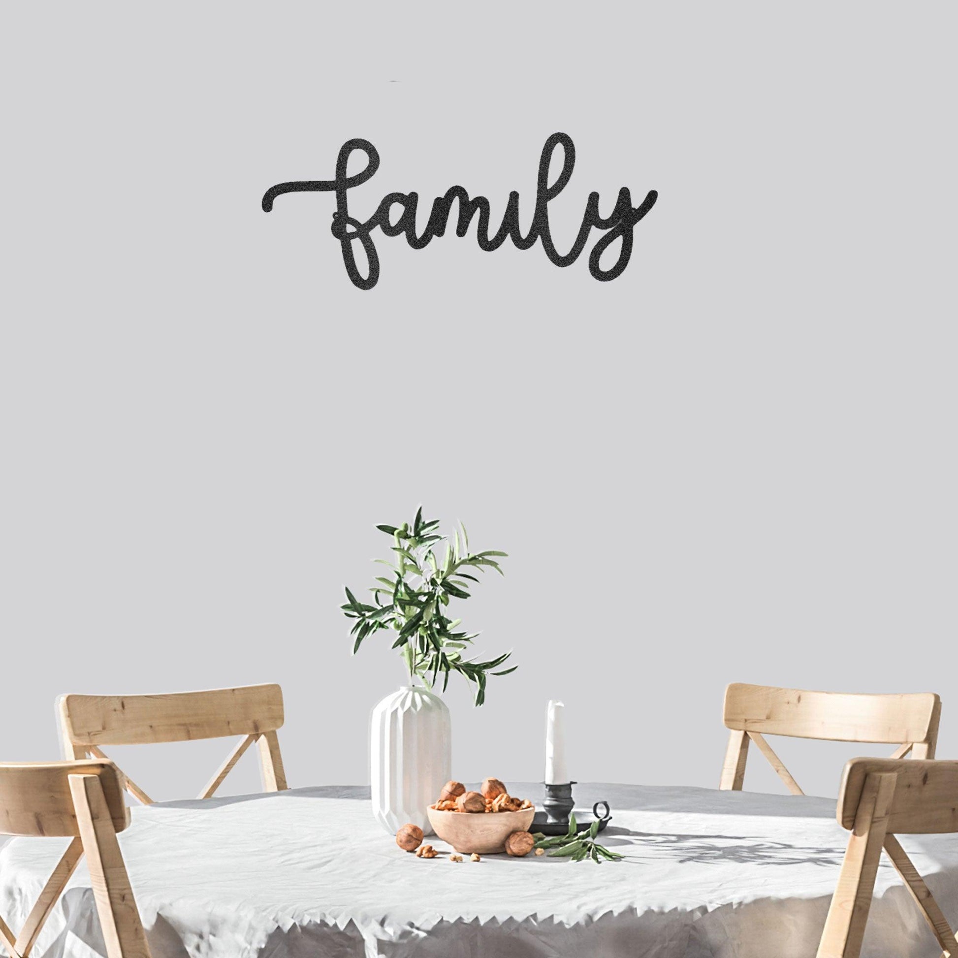 Family Script Indoor Outdoor Metal Wall Art - Mallard Moon Gift Shop