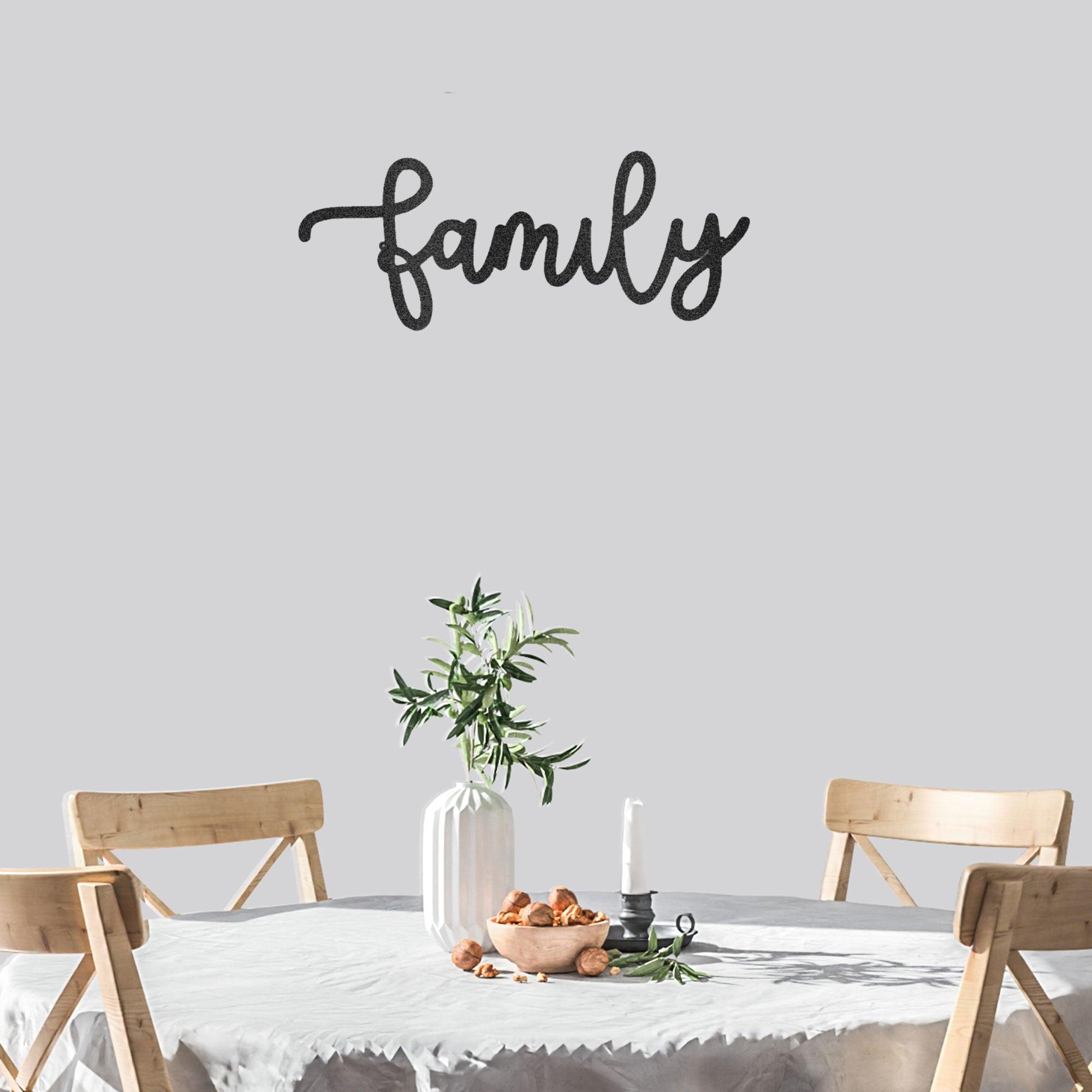 Family Script Indoor Outdoor Metal Wall Art - Mallard Moon Gift Shop