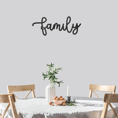 Family Script Indoor Outdoor Metal Wall Art - Mallard Moon Gift Shop