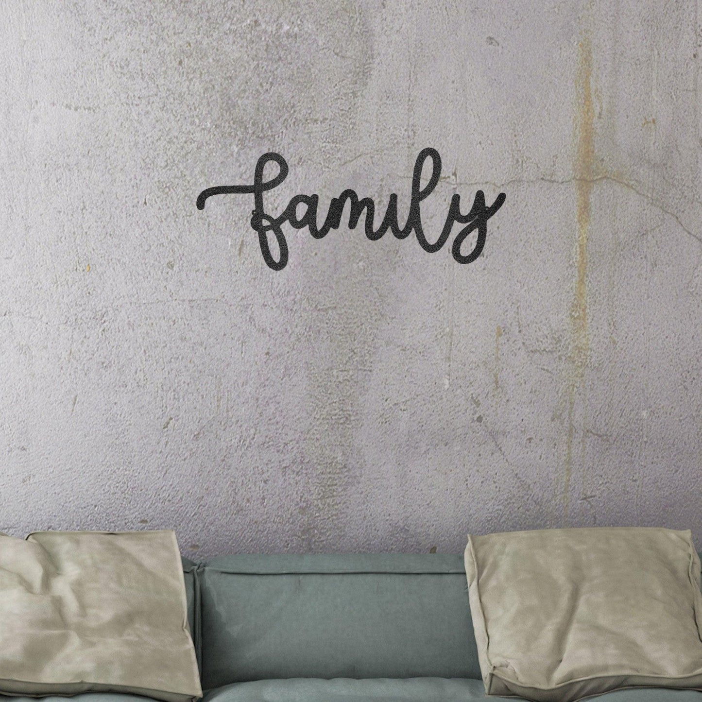 Family Script Indoor Outdoor Metal Wall Art - Mallard Moon Gift Shop