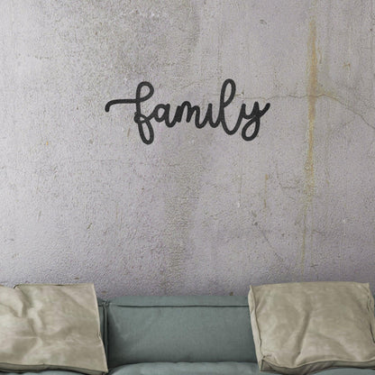 Family Script Indoor Outdoor Metal Wall Art - Mallard Moon Gift Shop