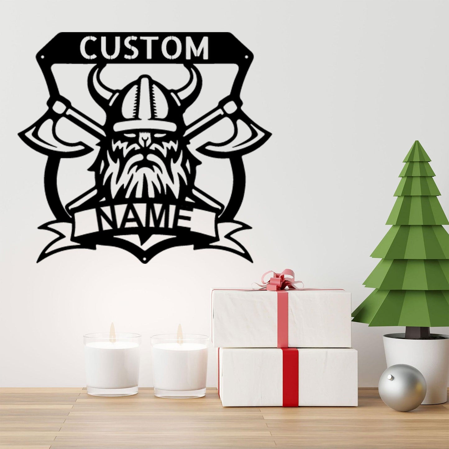 Viking Battle Axe Plaque Monogram Personalized Name Indoor Outdoor Steel Wall Sign Metal Art - Mallard Moon Gift Shop