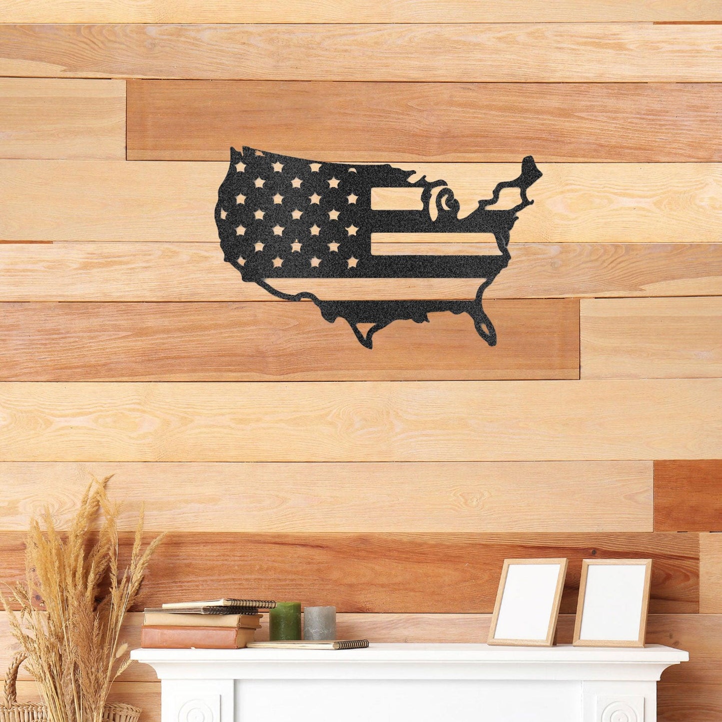 USA Flag Indoor Outdoor Steel Wall Sign Art - Mallard Moon Gift Shop
