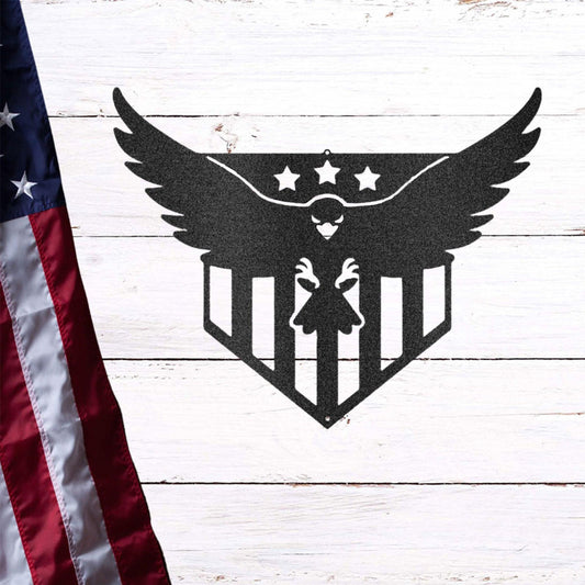 Swooping Eagle Patriotic Indoor Outdoor Steel Wall Sign - Mallard Moon Gift Shop