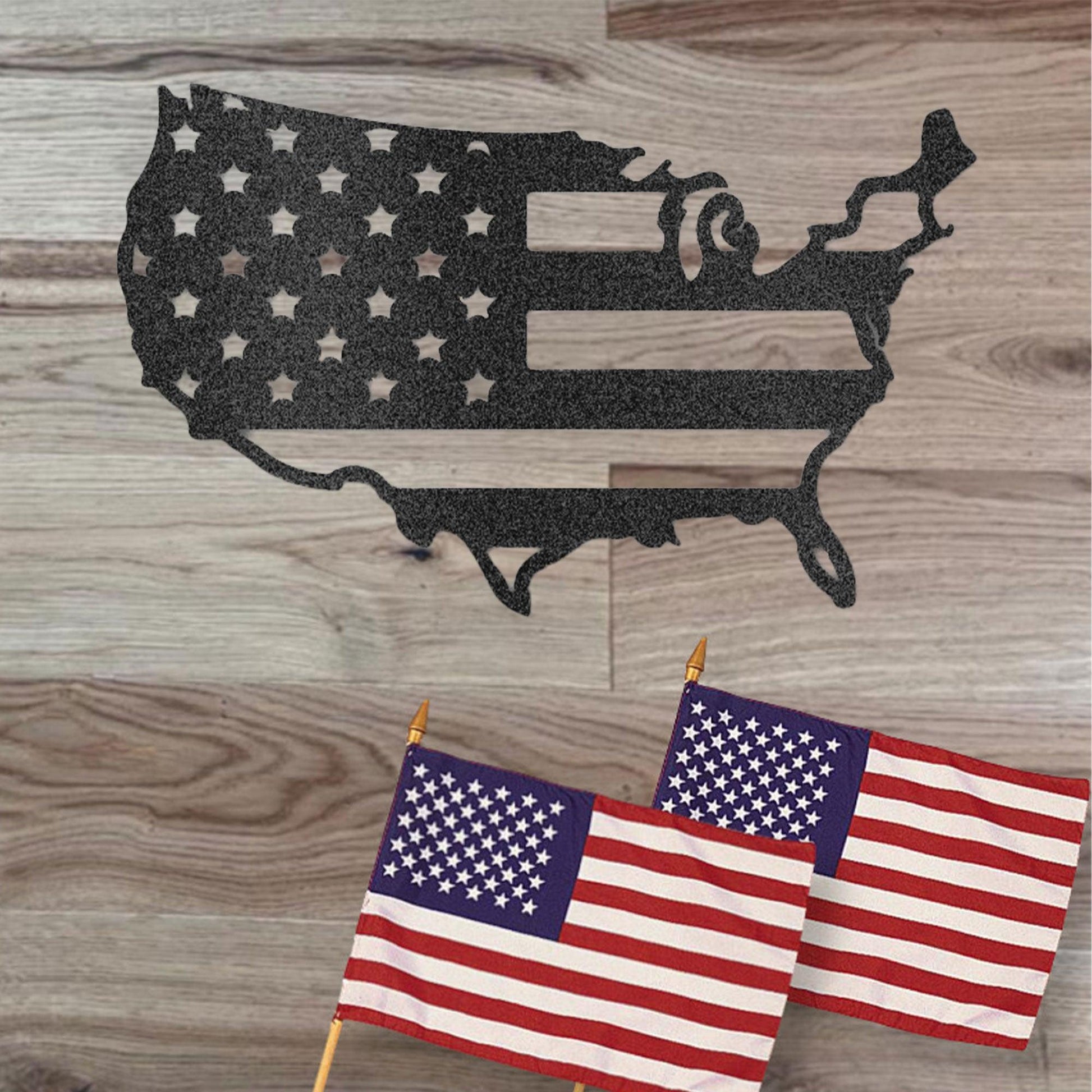 USA Flag Indoor Outdoor Steel Wall Sign Art - Mallard Moon Gift Shop