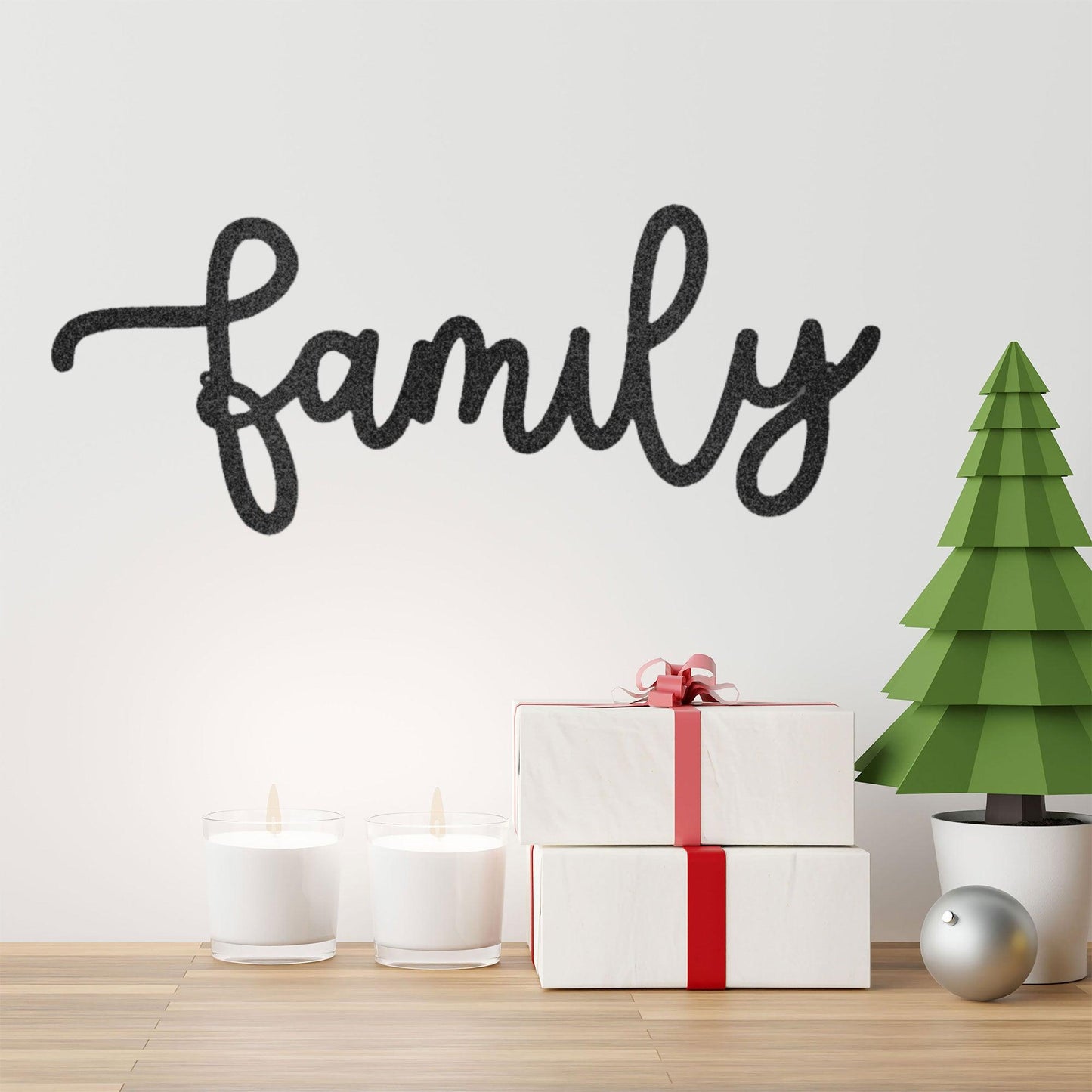 Family Script Indoor Outdoor Metal Wall Art - Mallard Moon Gift Shop