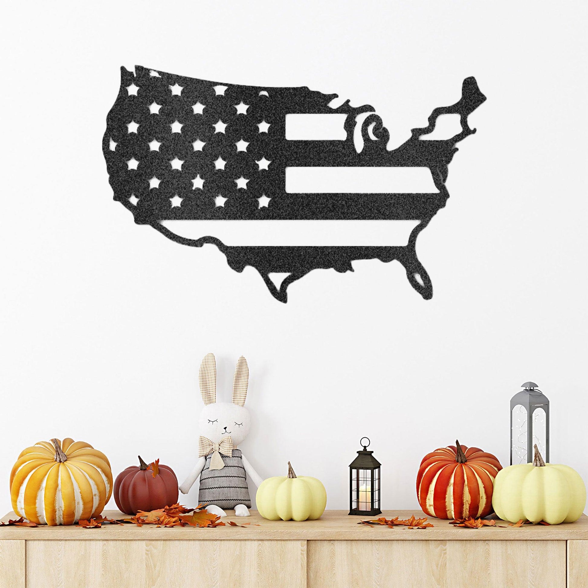 USA Flag Indoor Outdoor Steel Wall Sign Art - Mallard Moon Gift Shop